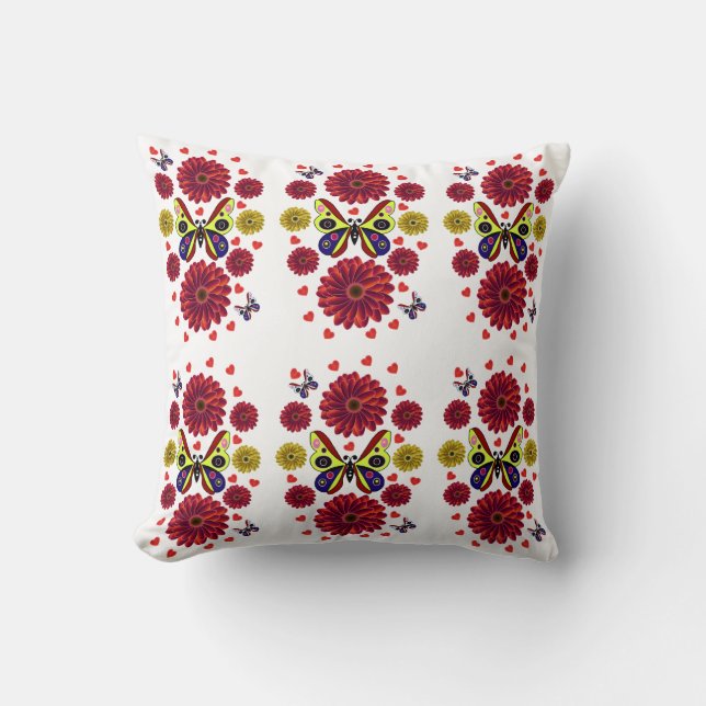 Custom Spring Butterfly Floral Gift  Throw Pillow (Front)
