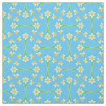 Custom Spring Daffodils on Sky Blue Pattern Fabric