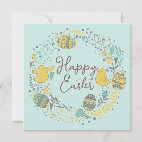 Custom Spring Floral Cute Chicks Happy Easter Holiday Card