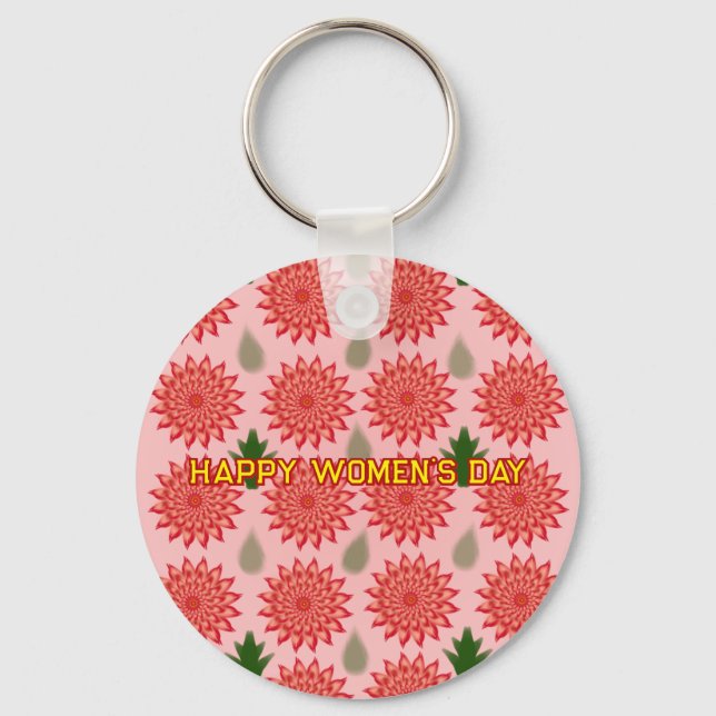 Custom Spring Flower Women's Day PatWrapping Paper Keychain (Front)