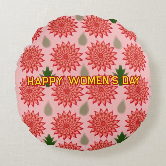 Custom Spring Flower Women's Day PatWrapping Paper Round Pillow (Front)