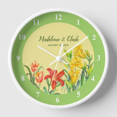 Custom Spring Flowers Floral Art Clock