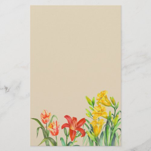 Custom Spring Flowers Floral Art Stationery