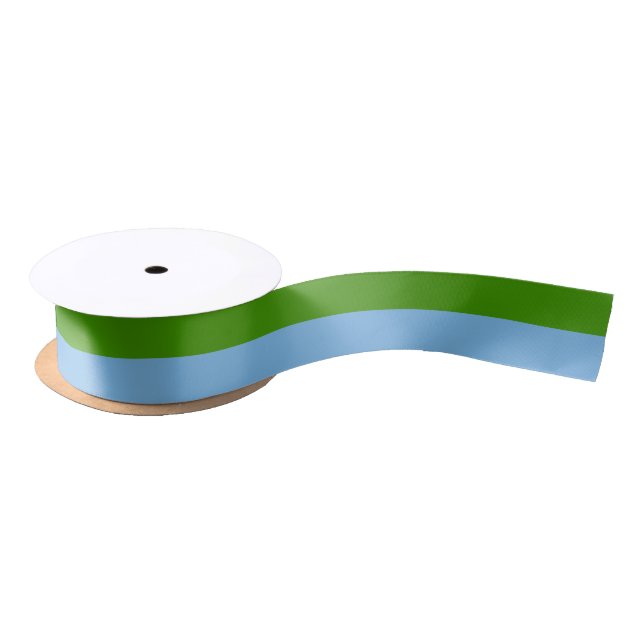 Custom Spring Green and Pastel Denim Blue Satin Ribbon (Spool)