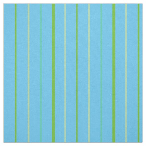 Custom Spring Green Stripes on Sky Blue Pattern Fabric