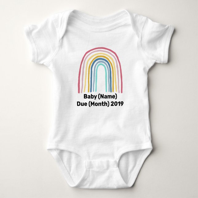 Custom Spring Rainbow Baby Announcement Bodysuit (Front)