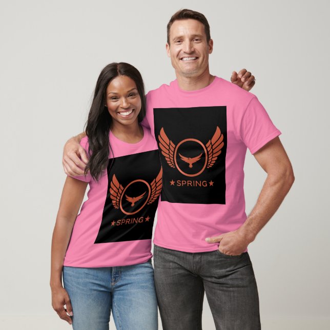 Custom Spring Text name with Gold Eagle wings Pink T-Shirt (Unisex)