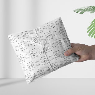 Custom Square Business Company Logo & Script Text Tissue Paper