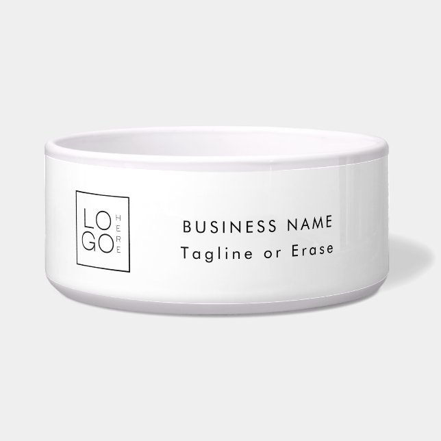 Custom Square Business Logo Minimalist Plain White Bowl (Front)