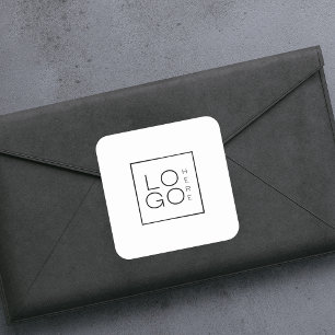 Custom Square Business Logo Minimalist Plain White Square Sticker