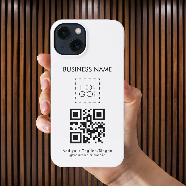 Custom Square Business Logo & QR Code Promotional iPhone Case (Creator Uploaded)