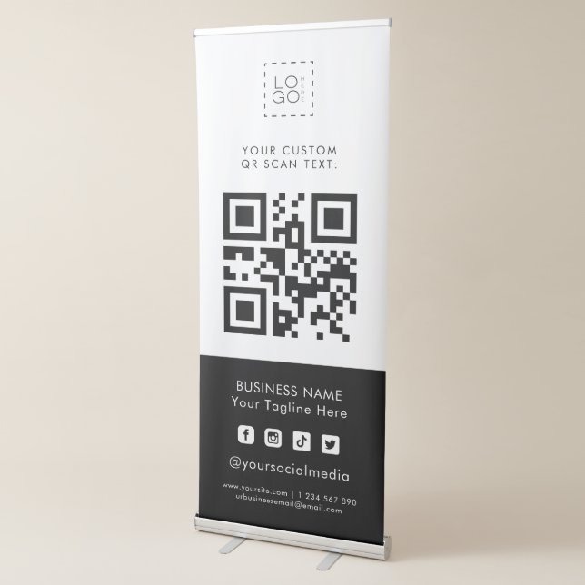 Custom Square Business Logo Qr Code Social Media Retractable Banner (3/4)