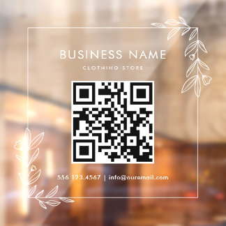 Custom Square Business QR Code Sign Window Cling