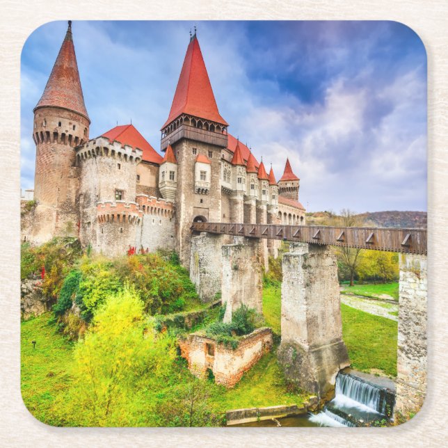 Custom Square Coasters Corvin castle (Front)