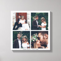 Custom Square Collage Wedding Photo & Text
