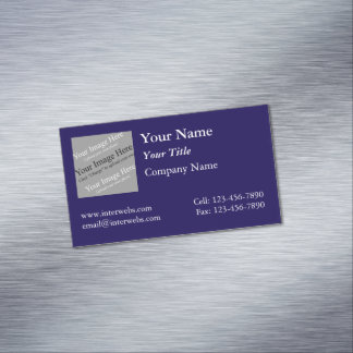 Custom Square Logo Blue Background White Text Business Card Magnet