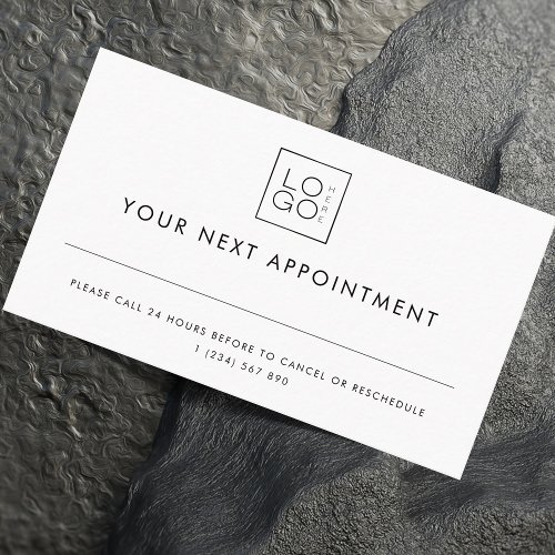 Custom Square Logo Plain Business Appointment Card