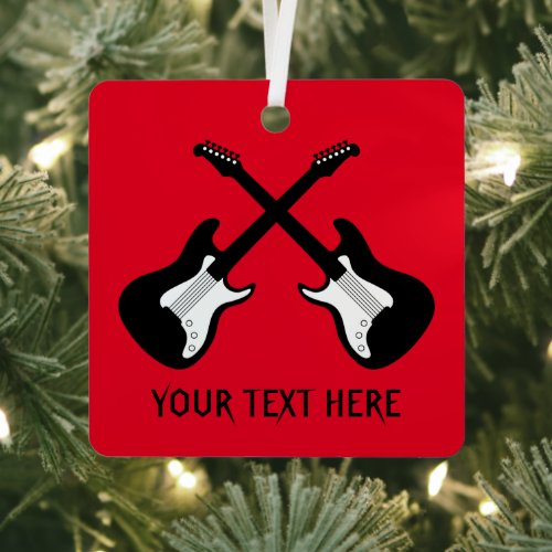 Custom square metal guitar Christmas tree ornament