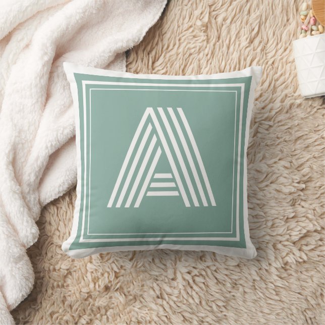  Custom Square Monogram Initial Letter  Throw Pillow (Blanket)