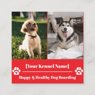 Custom Square Pet Kennel with Paw Print Business Card
