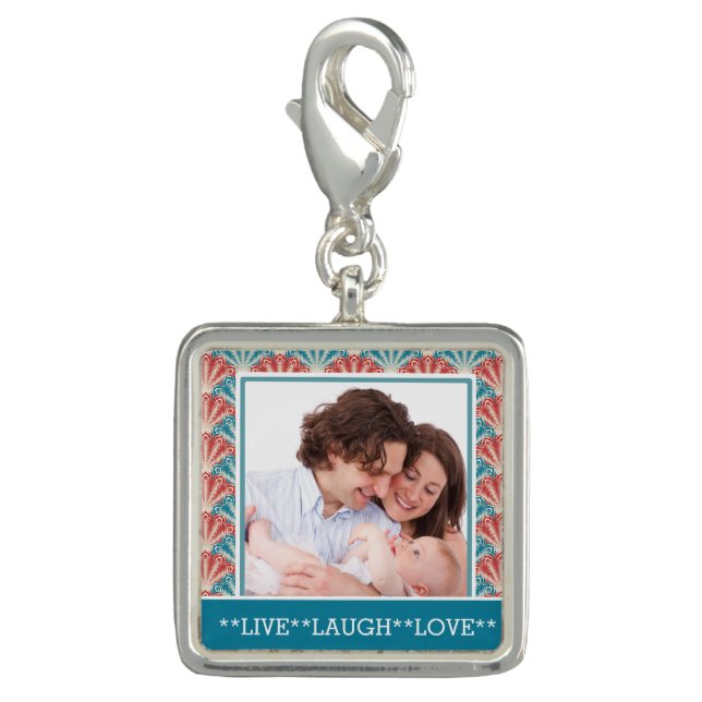 Custom Square Photo with Decorative Pattern Charm (Front)