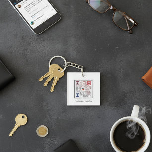 Custom Square QR Code Keychain