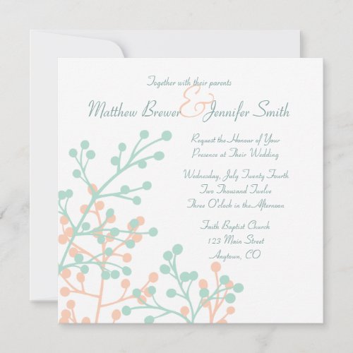 Custom Square Rustic Floral Wedding Invitation