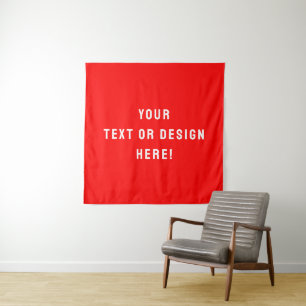 Custom Square Tapestry – Red & Personalized