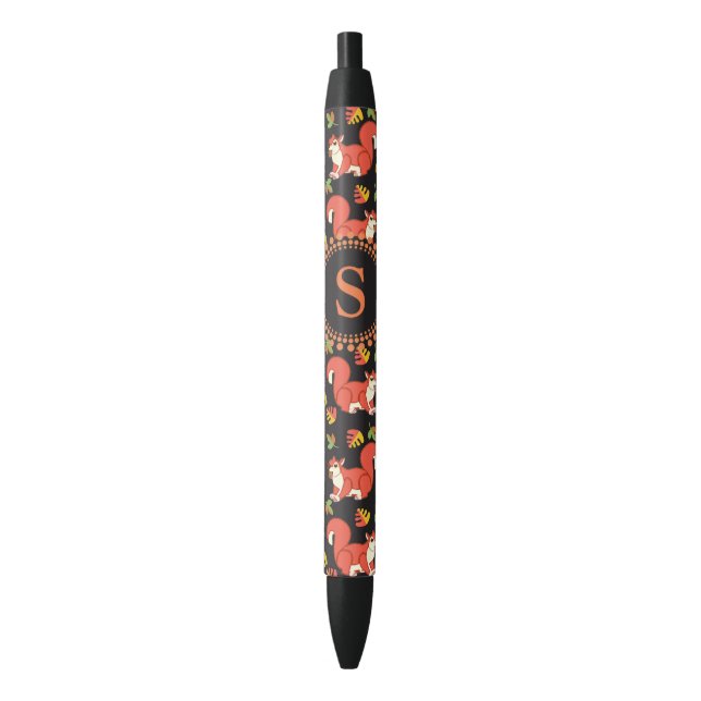 Custom Squirrel and Autumn Leaf Pattern Pen (Front Vertical)