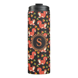 Custom Squirrel and Autumn Leaf Pattern Thermal Tumbler