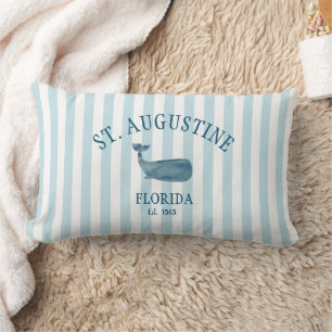 Custom St Augustine Florida Est Beach Whale Lumbar Pillow