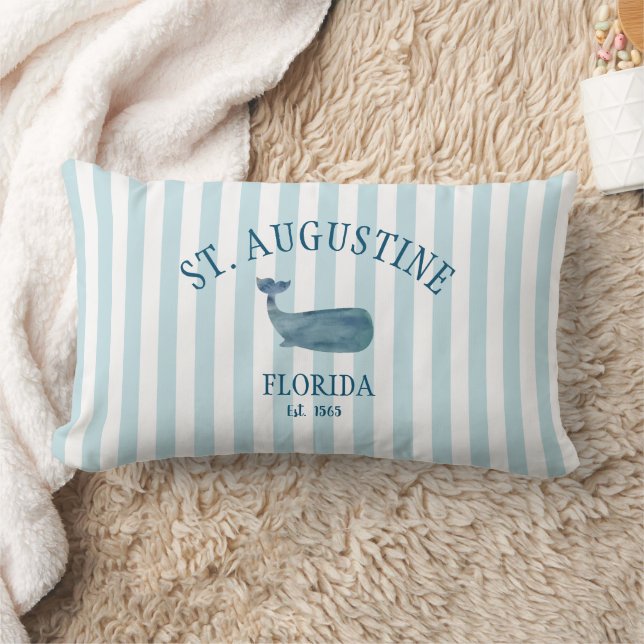 Custom St Augustine Florida Est Beach Whale Lumbar Pillow (Blanket)