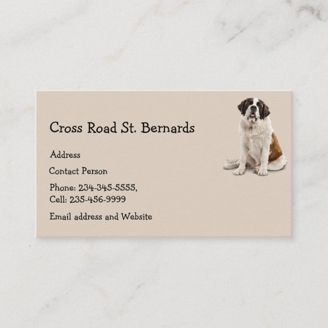 Custom St. Bernard Dog Pet Animal Logo Business Ca Business Card (Front)