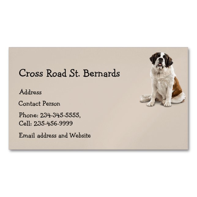 Custom St. Bernard Dog Pet Animal Logo Business Card Magnet (Front)