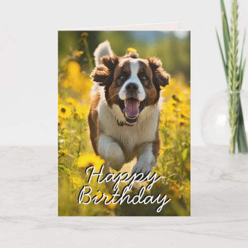 Custom St Bernard Happy Birthday Card