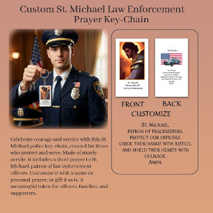 Custom St. Michael Law Enforcement Prayer Keychain
