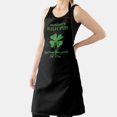 Custom St Patricks Day apron with lucky clover