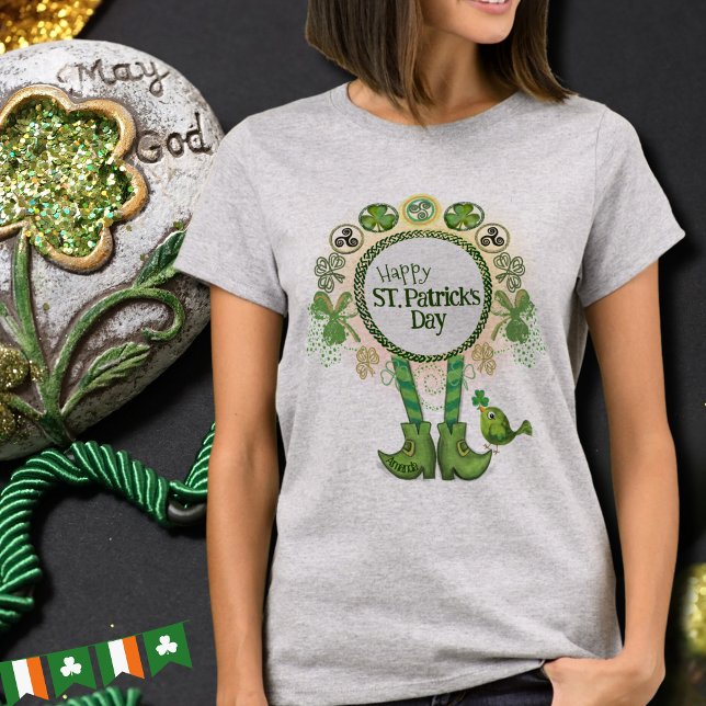 Custom St. Patrick's Day Bird with Shamrock T-Shirt (Custom St. Patrick's Day Bird with Shamrock T-Shirt )