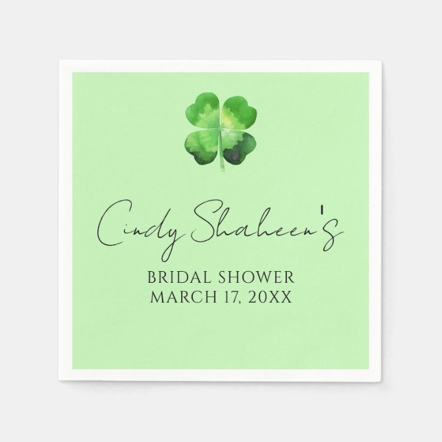 Custom St Patricks Day Bridal Shower Napkins (Front)