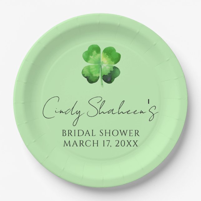 Custom St Patricks Day Bridal Shower Paper Plates (Front)
