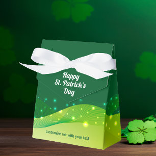 Custom St. Patrick's Day Chic Green Sparkle Party Favor Boxes