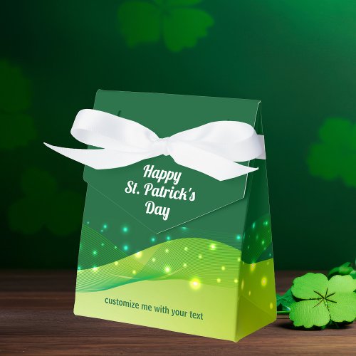 Custom St Patricks Day Chic Green Sparkle Party Favor Boxes