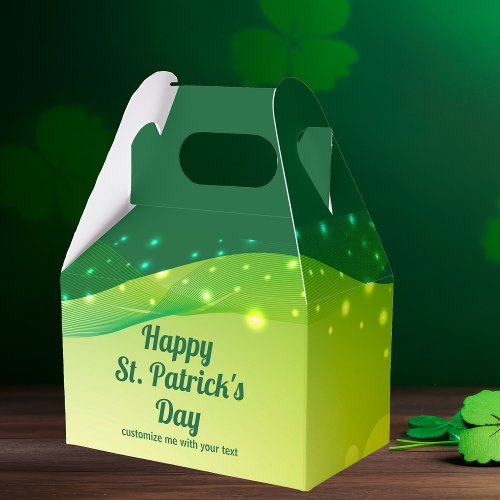 Custom St Patricks Day Cool Green Sparkle Party Favor Boxes