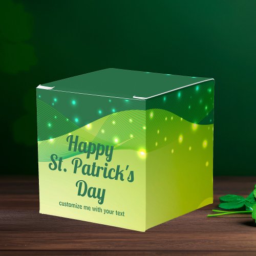 Custom St Patricks Day Cute Green Sparkle Party Favor Boxes