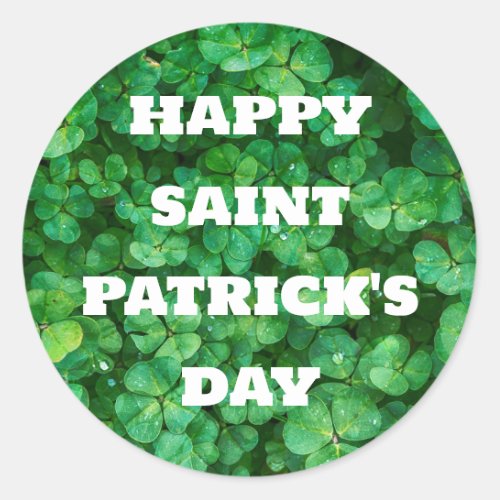 Custom St Patricks Day green clover lucky stickers