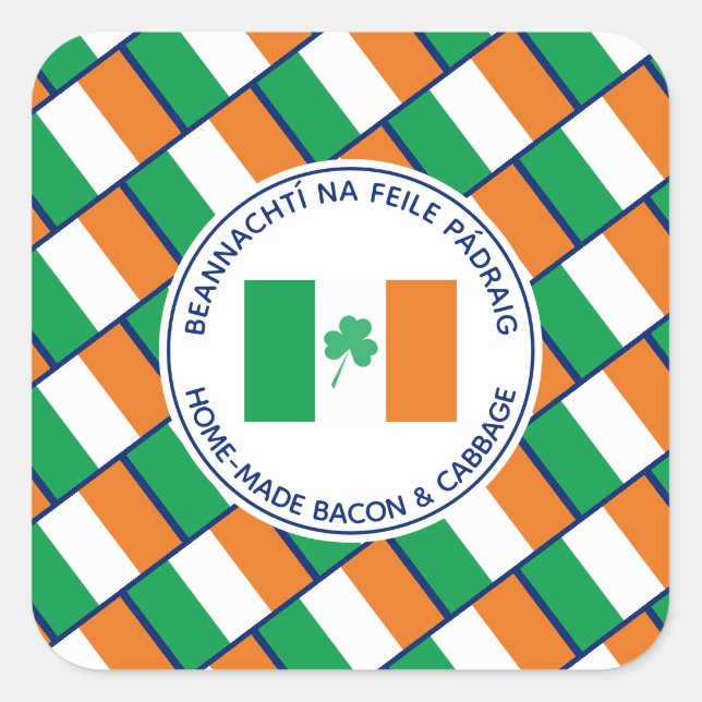 Custom St Patricks Day Home-made Bacon Cabbage Square Sticker (Front)