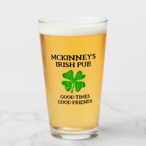 Custom St Patricks Day Irish pub beer glasses