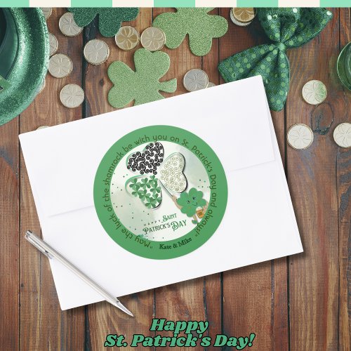 Custom ST Patrick's Day Shamrock Beer  Classic Round Sticker