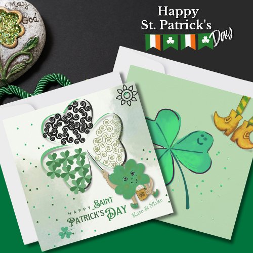 Custom ST Patrick's Day Shamrock Beer Holiday Card