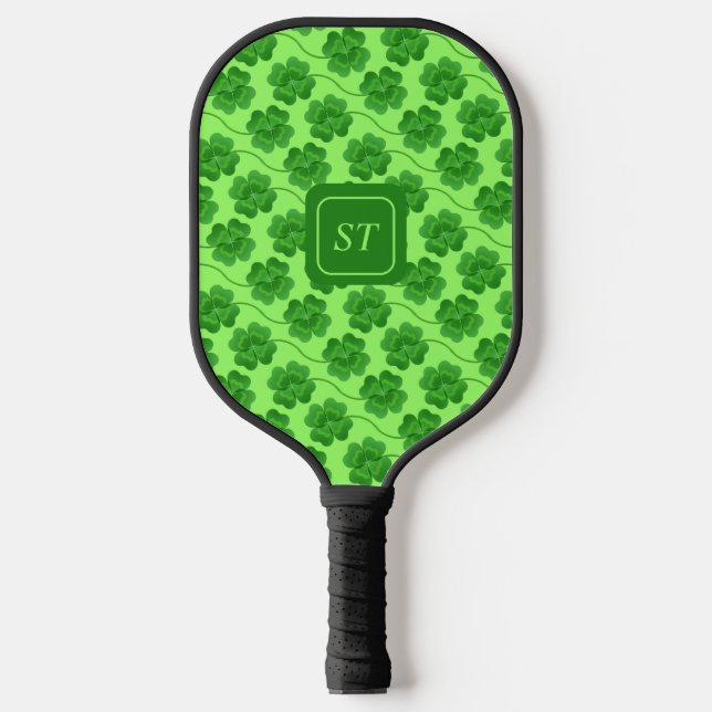 Custom St Patrick's Day Shamrock Green Clover  Pickleball Paddle (Front)
